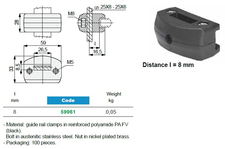 MARBETT - Single Clamp for Flat Bar 1